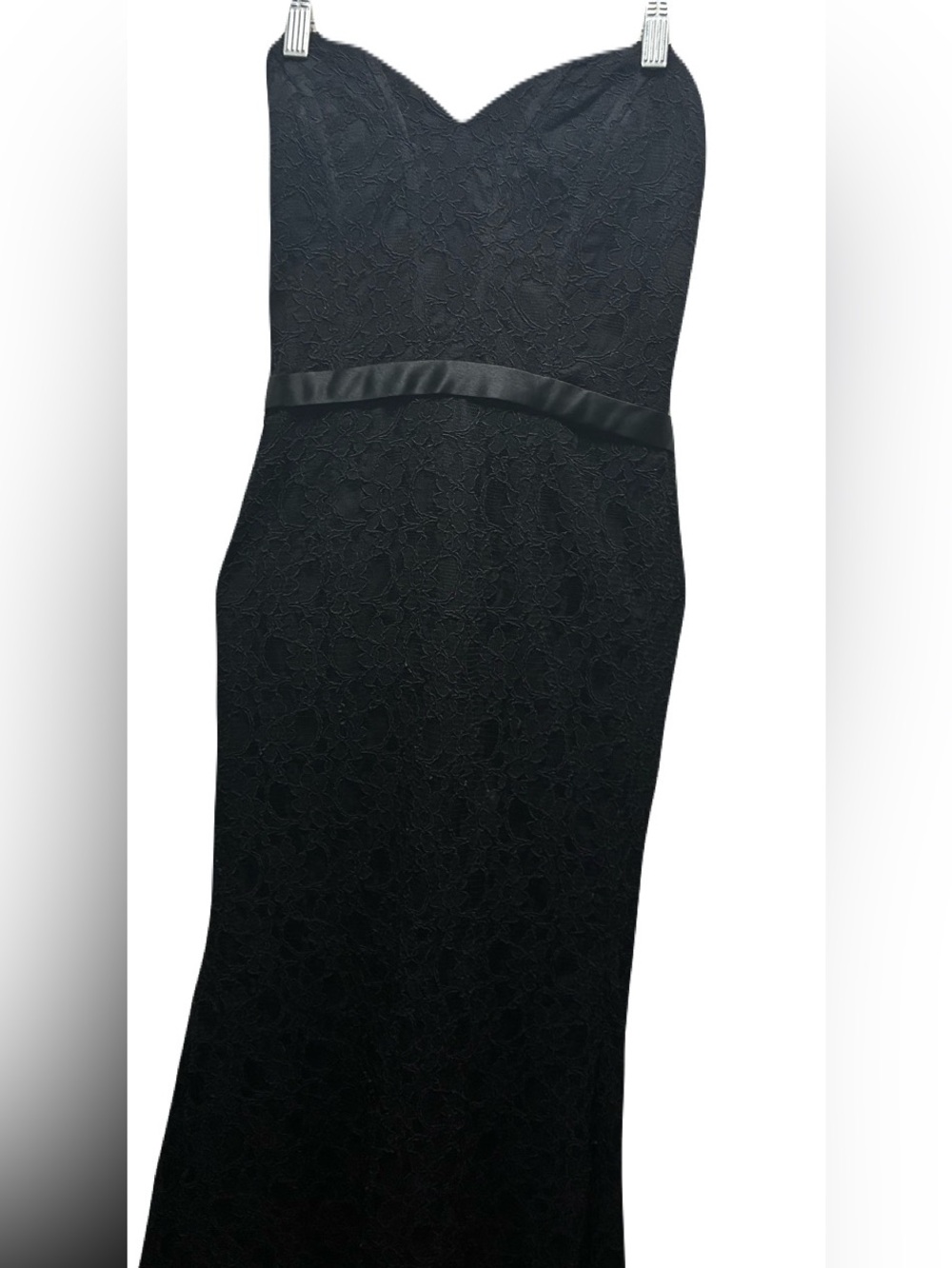Formal, Lace, Strapless, Asymmetrical, Maxi Evening Gown
